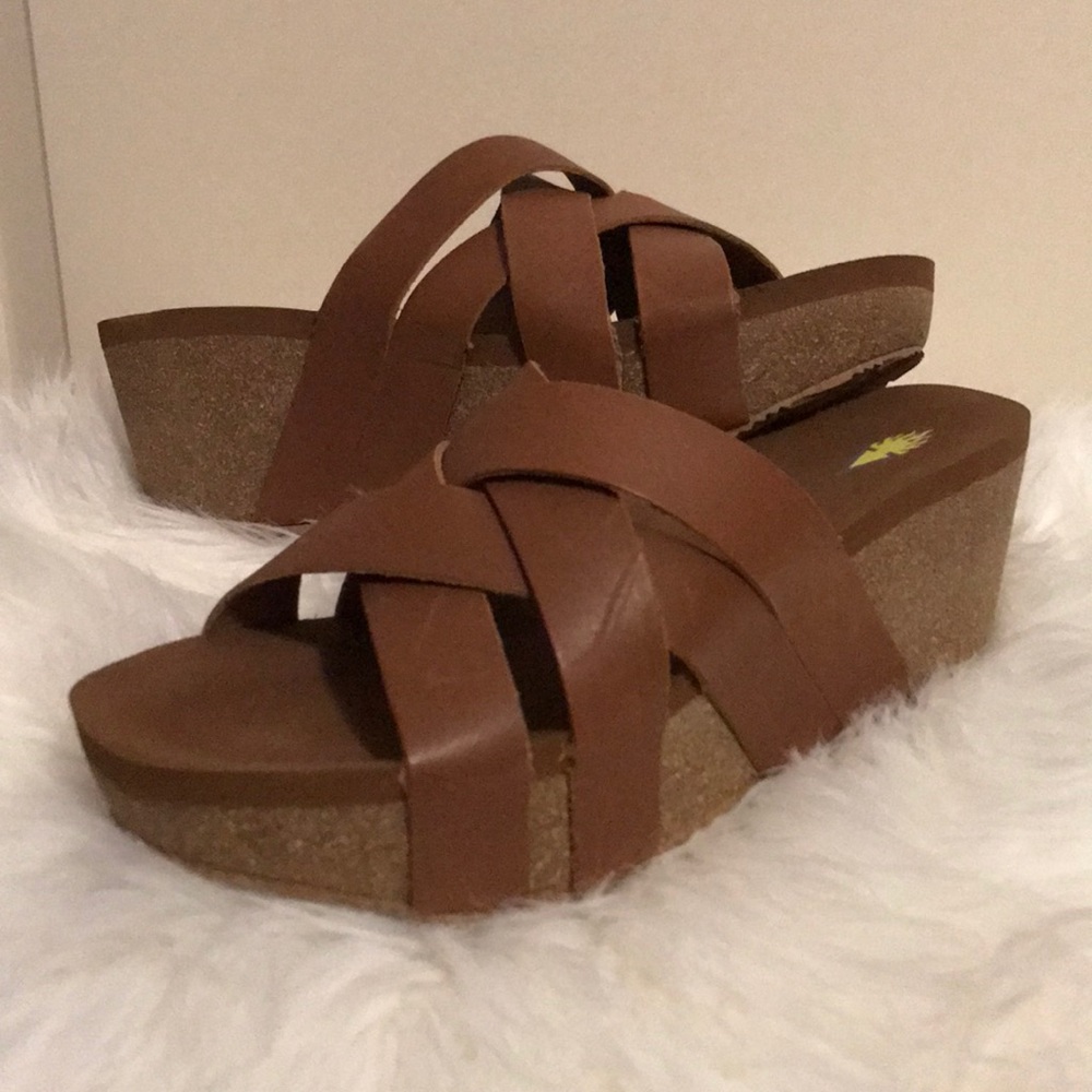 Cork Wedge Leather Sandals